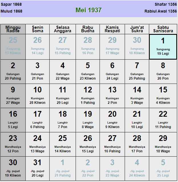 Kalender-jawa-mei-1937