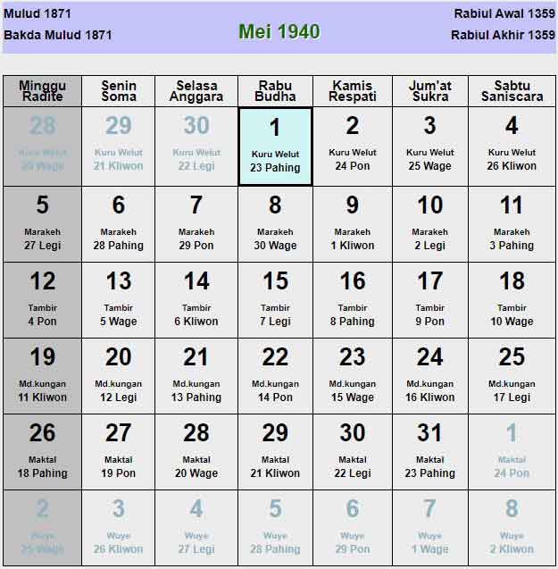 Kalender-jawa-mei-1940