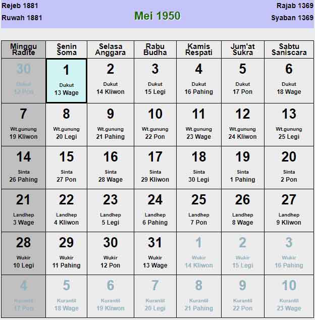 Kalender-jawa-mei-1950