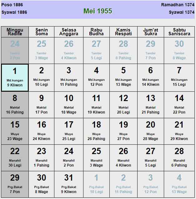Kalender-jawa-mei-1955