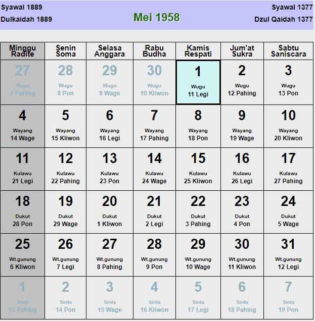 Kalender-jawa-mei-1958