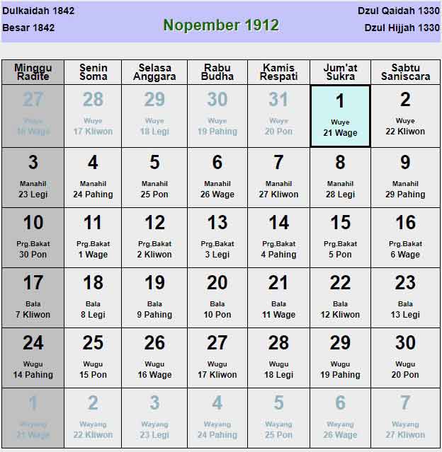 Kalender-jawa-november-1912