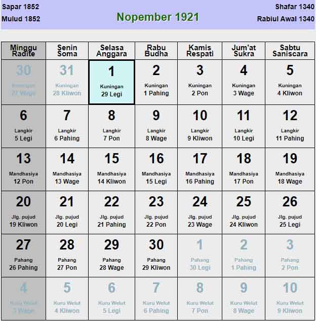 Kalender-jawa-november-1921
