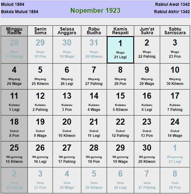 Kalender-jawa-november-1923