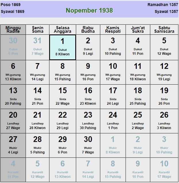 Kalender-jawa-november-1938