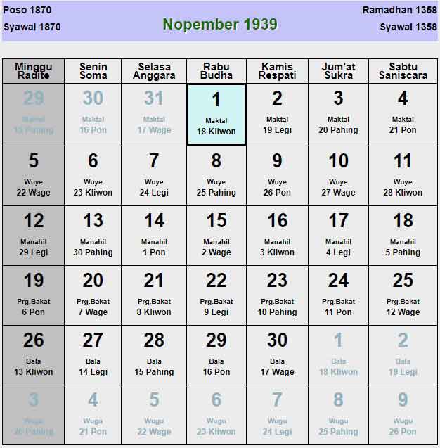 Kalender-jawa-november-1939