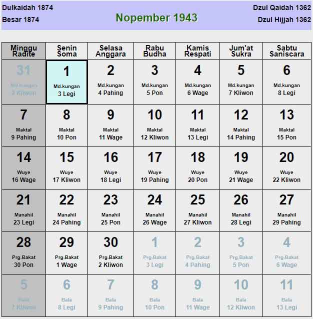 Kalender-jawa-november-1943