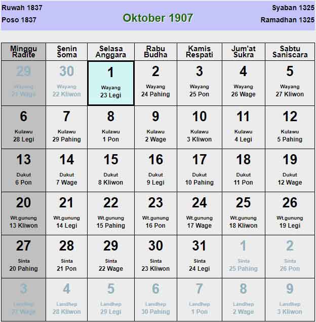 Kalender-jawa-oktober-1907