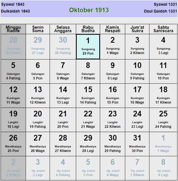 Kalender-jawa-oktober-1913