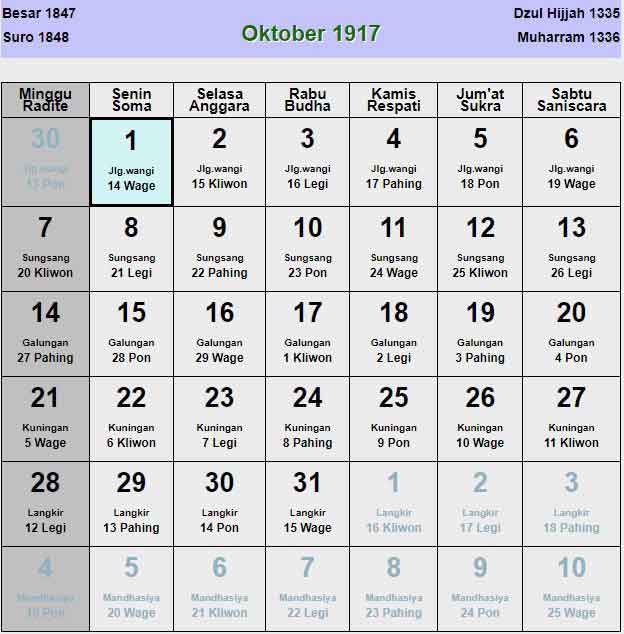Kalender-jawa-oktober-1917