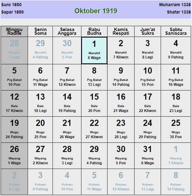 Kalender-jawa-oktober-1919