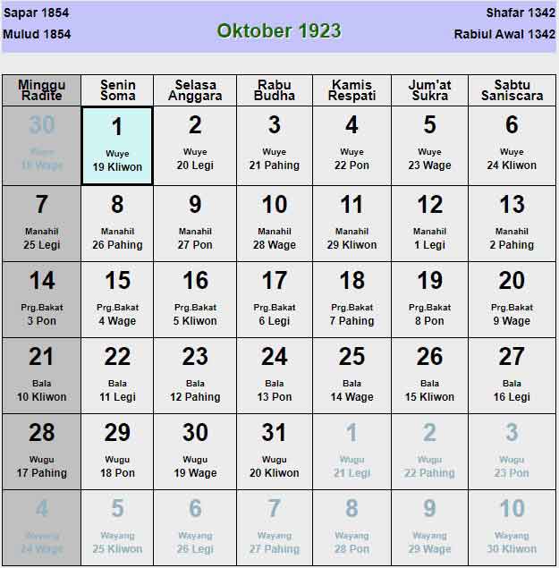 Kalender-jawa-oktober-1923