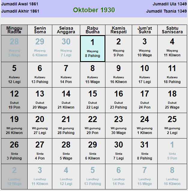 Kalender-jawa-oktober-1930