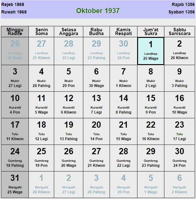 Kalender-jawa-oktober-1937