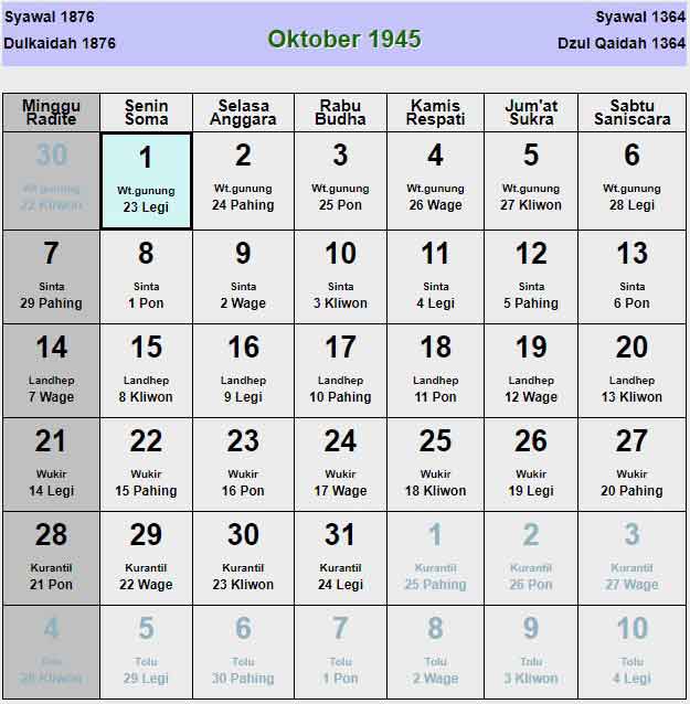 Kalender-jawa-oktober-1945
