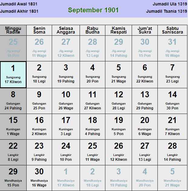 Kalender-jawa-september-1901