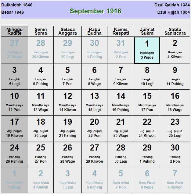 Kalender-jawa-september-1916