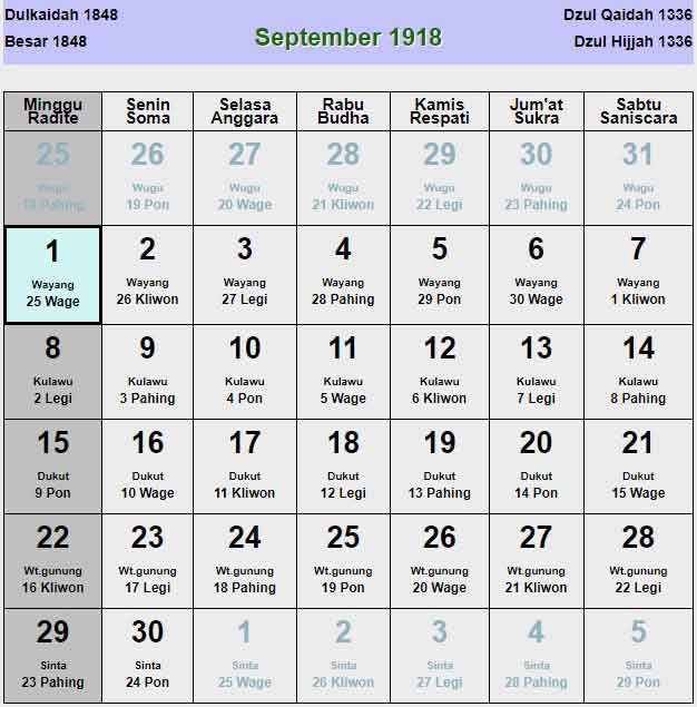 Kalender-jawa-september-1918
