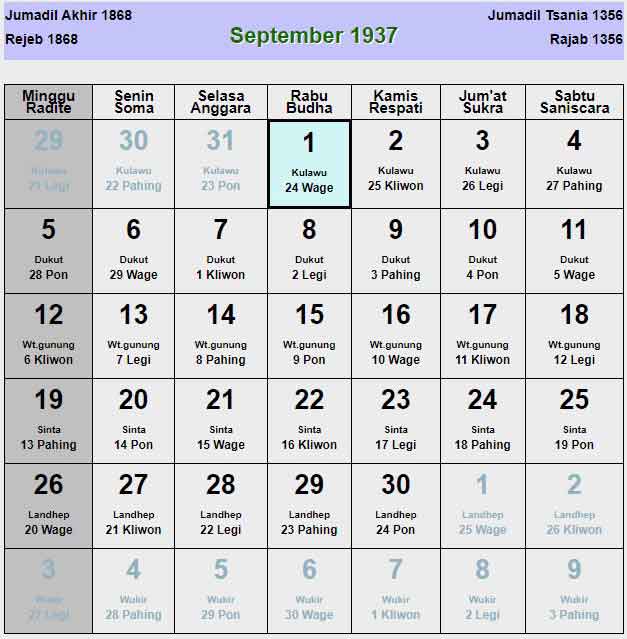 Kalender-jawa-september-1937
