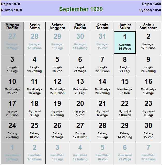Kalender-jawa-september-1939