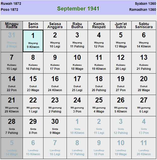 Kalender-jawa-september-1941
