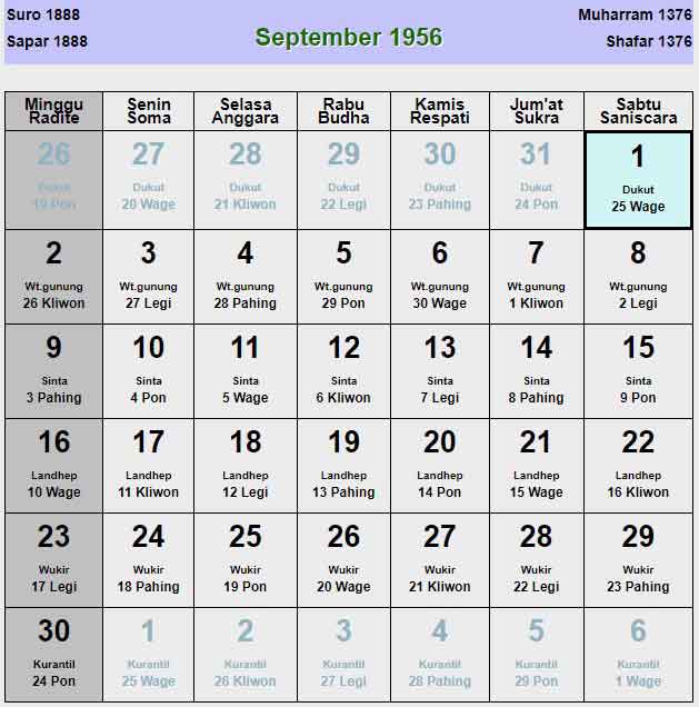 Kalender-jawa-september-1956