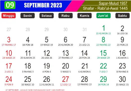 Kalender september 2023 lengkap