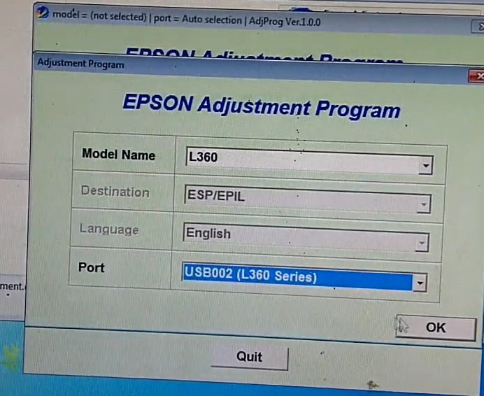 Seting epson adjustment program