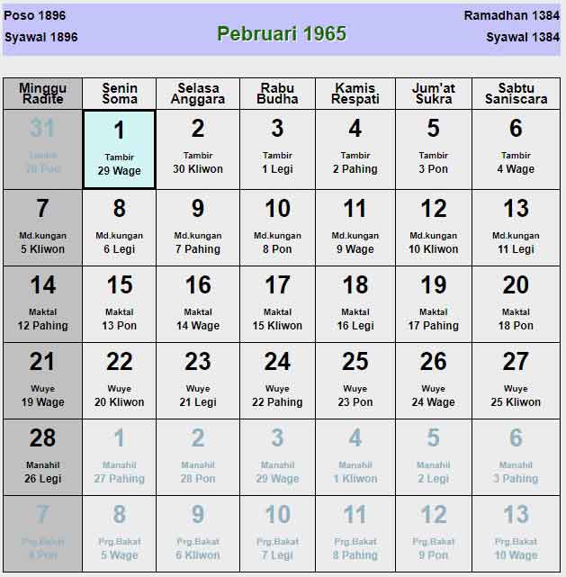 Kalender-jawa-februari-1965