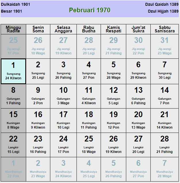 Kalender-jawa-februari-1970