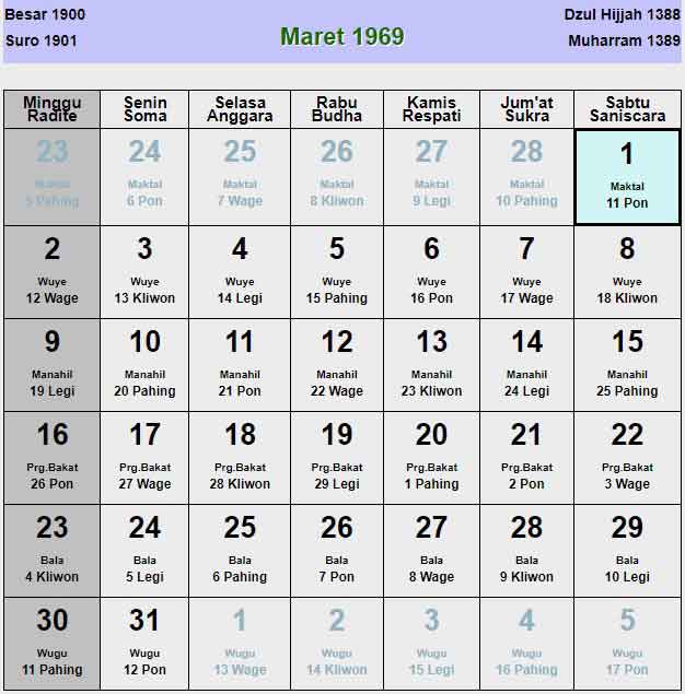 Kalender-jawa-maret-1969