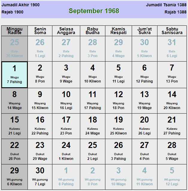 Kalender-jawa-september-1968