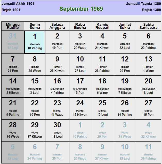 Kalender-jawa-september-1969